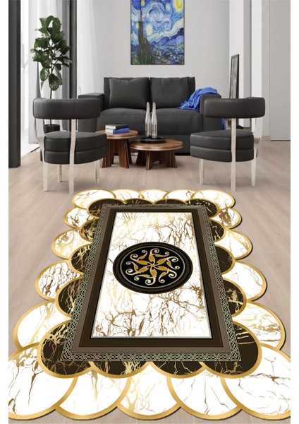 Dijital Baskılı Kaymaz Taban Yıkanabilir Lazer Kesim Salon Halısı ve Yolluk NH-LZR-SD-570