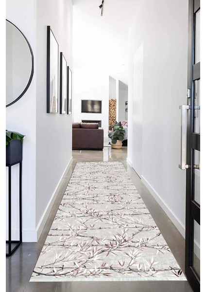 Dijital Baskılı Kaymaz Taban Yıkanabilir Modern Desenli Koridor Halısı Yolluk NHU-HT-353