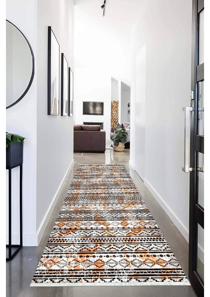 Dijital Baskılı Kaymaz Taban Yıkanabilir Modern Desenli Koridor Halısı Yolluk NHU-HY-1279