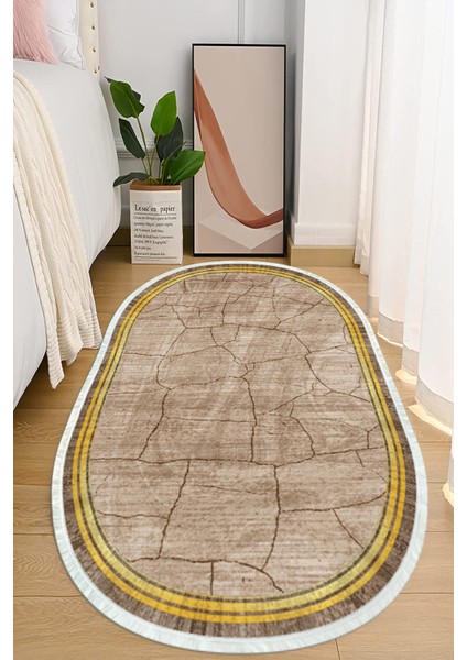 Dijital Baskılı Kaymaz Taban Yıkanabilir Oval Salon Halısı Mutfak Halısı ve Yolluk NHO-HT-1479