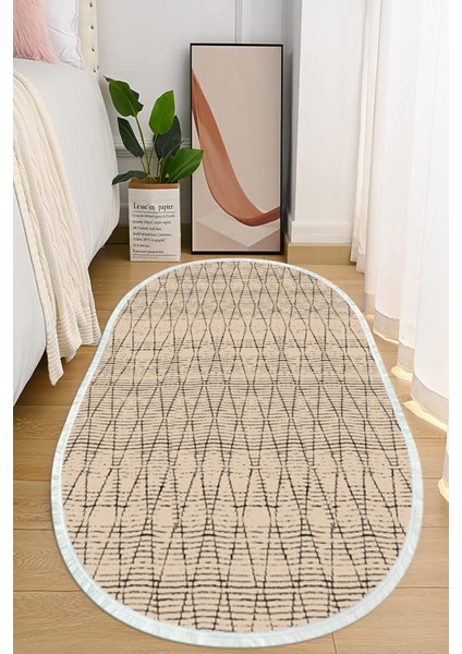 Dijital Baskılı Kaymaz Taban Yıkanabilir Oval Salon Halısı Mutfak Halısı ve Yolluk NHO-HT-728