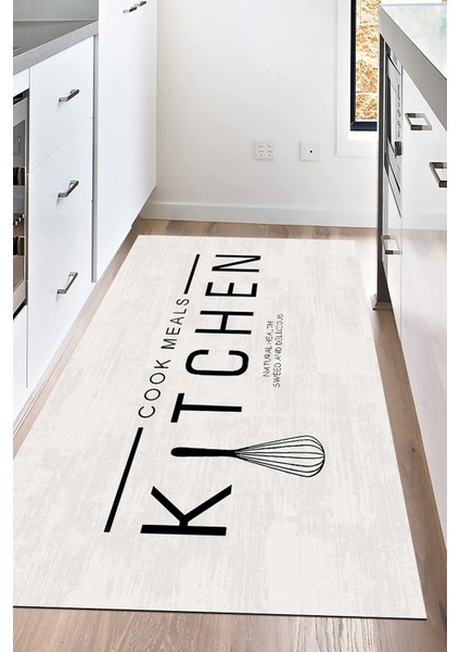 Dijital Baskılı Kaymaz Taban Yıkanabilir Kitchen Yazılı Mutfak Halısı NHM-SD-520