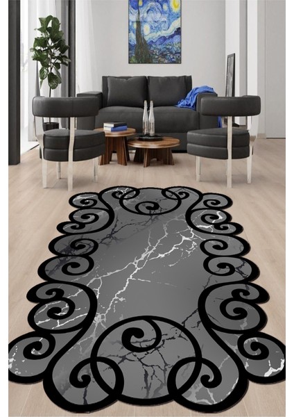 Dijital Baskılı Kaymaz Taban Yıkanabilir Lazer Kesim Salon Halısı ve Yolluk NH-LZR-SD-803