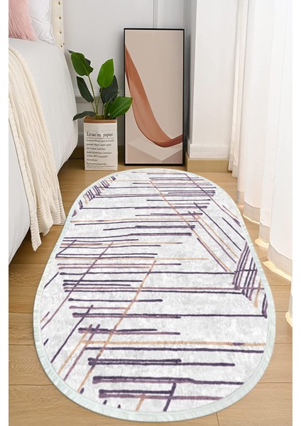 Dijital Baskılı Kaymaz Taban Yıkanabilir Oval Salon Halısı Mutfak Halısı ve Yolluk NHO-HT-354