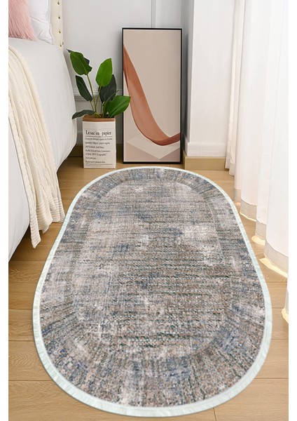 Dijital Baskılı Kaymaz Taban Yıkanabilir Oval Salon Halısı Mutfak Halısı ve Yolluk NHO-HT-360
