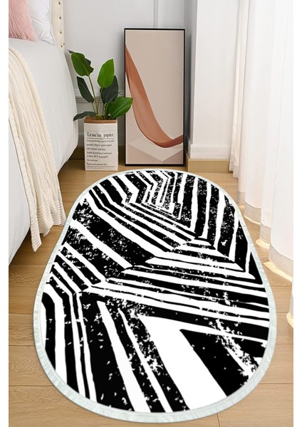 Dijital Baskılı Kaymaz Taban Yıkanabilir Oval Salon Halısı Mutfak Halısı ve Yolluk NHO-HS-560