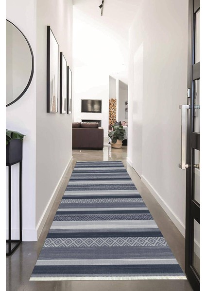 Dijital Baskılı Kaymaz Taban Yıkanabilir Modern Desenli Koridor Halısı Yolluk NHU-HT-1007