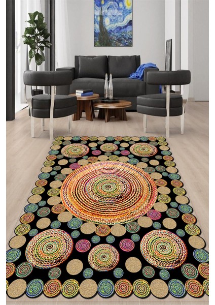 Dijital Baskılı Kaymaz Taban Yıkanabilir Lazer Kesim Salon Halısı ve Yolluk NH-LZR-SD-118