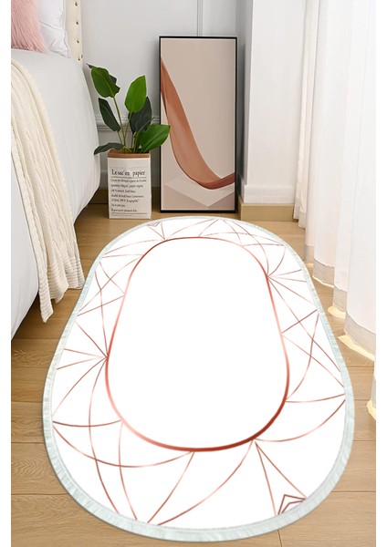 Dijital Baskılı Kaymaz Taban Yıkanabilir Oval Salon Halısı Mutfak Halısı ve Yolluk NHO-HT-425