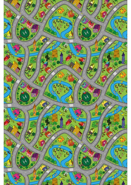 Dijital Baskılı Kaymaz Tabanlı Yıkanabilir Trafik Yollu Çocuk Odası Halısı NHÇ-HP-742 fiyatları