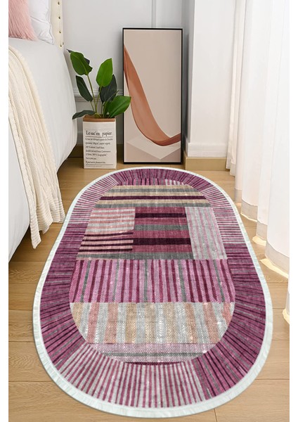 Dijital Baskılı Kaymaz Taban Yıkanabilir Oval Salon Halısı Mutfak Halısı ve Yolluk NHO-HT-928
