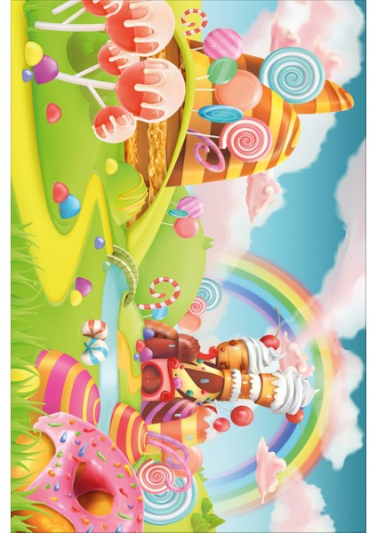 Dijital Baskılı Kaymaz Tabanlı Yıkanabilir Gökkuşağı Baskılı Çocuk Odası Halısı NHÇ-HP-729 fiyatları