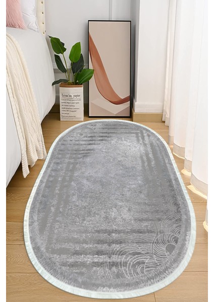 Dijital Baskılı Kaymaz Taban Yıkanabilir Oval Salon Halısı Mutfak Halısı ve Yolluk NHO-SD-233