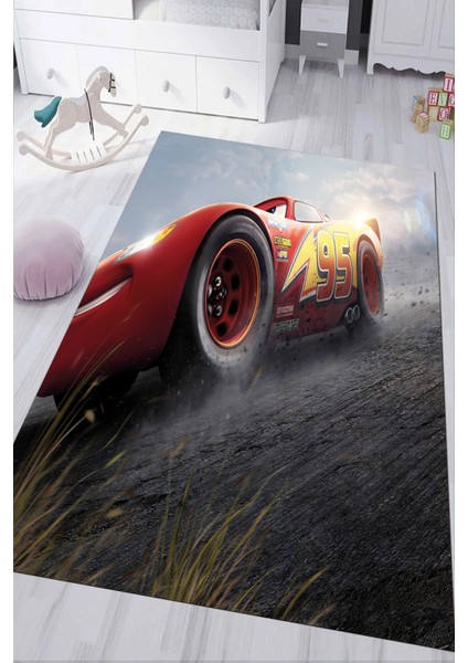 Dijital Baskılı Kaymaz Tabanlı Yıkanabilir Arabalı Çocuk Odası Halısı NHÇ-SD-190