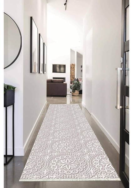 Dijital Baskılı Kaymaz Taban Yıkanabilir Modern Desenli Koridor Halısı Yolluk NHU-HS-407
