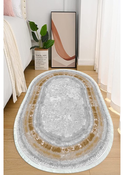 Dijital Baskılı Kaymaz Taban Yıkanabilir Oval Salon Halısı Mutfak Halısı ve Yolluk NHO-HY-1406