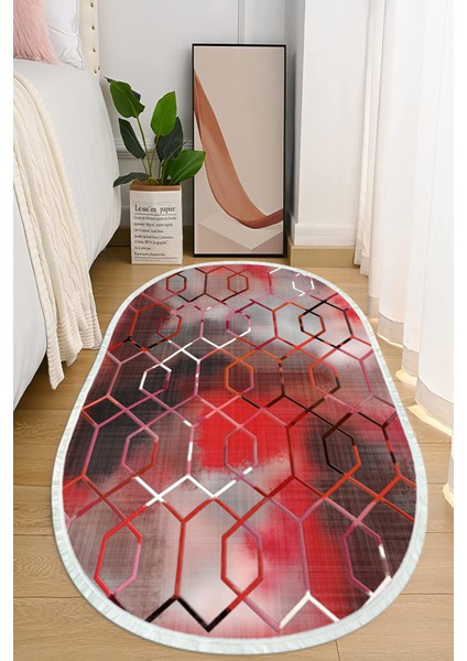 Dijital Baskılı Kaymaz Taban Yıkanabilir Oval Salon Halısı Mutfak Halısı ve Yolluk NHO-HT-1394