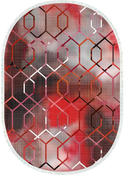 Dijital Baskılı Kaymaz Taban Yıkanabilir Oval Salon Halısı Mutfak Halısı ve Yolluk NHO-HT-1394