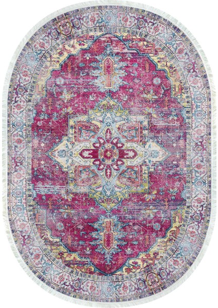 Dijital Baskılı Kaymaz Taban Yıkanabilir Oval Salon Halısı Mutfak Halısı ve Yolluk NHO-HT-752