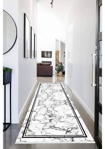 Dijital Baskılı Kaymaz Taban Yıkanabilir Modern Desenli Koridor Halısı Yolluk NHU-HT-794