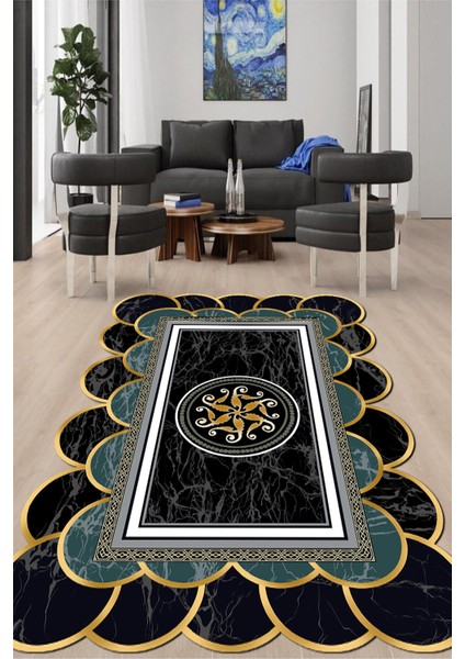 Dijital Baskılı Kaymaz Taban Yıkanabilir Lazer Kesim Salon Halısı ve Yolluk NH-LZR-SD-324