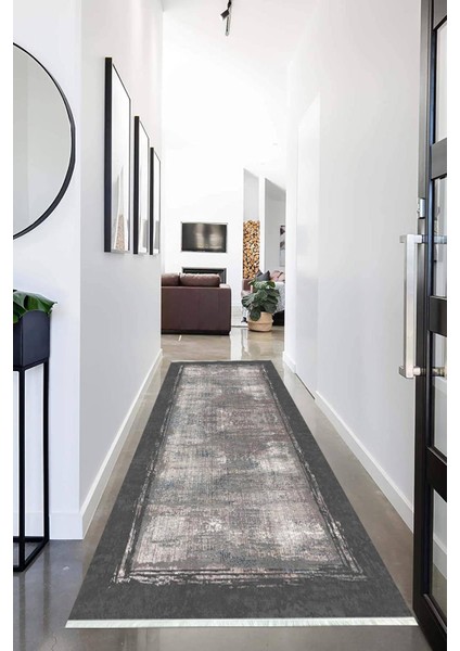 Dijital Baskılı Kaymaz Taban Yıkanabilir Modern Desenli Koridor Halısı Yolluk NHU-HT-356