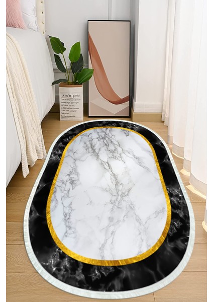Dijital Baskılı Kaymaz Taban Yıkanabilir Oval Salon Halısı Mutfak Halısı ve Yolluk NHO-HY-954