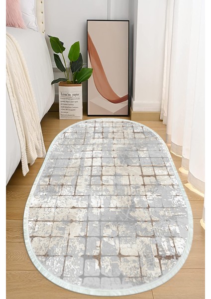 Dijital Baskılı Kaymaz Taban Yıkanabilir Oval Salon Halısı Mutfak Halısı ve Yolluk NHO-HT-100