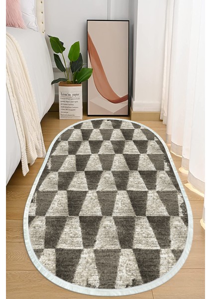 Dijital Baskılı Kaymaz Taban Yıkanabilir Oval Salon Halısı Mutfak Halısı ve Yolluk NHO-HT-117