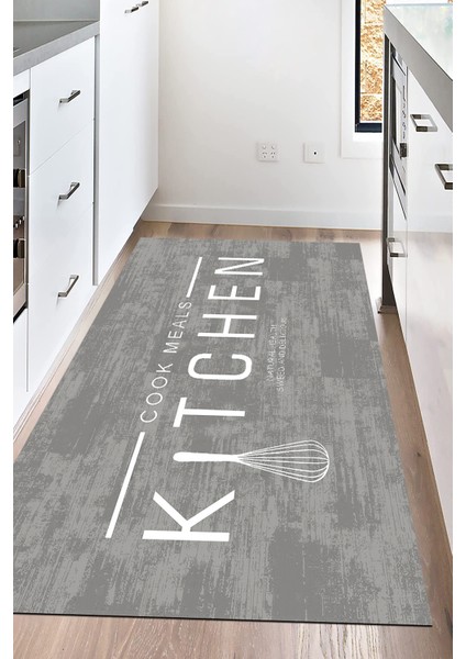 Dijital Baskılı Kaymaz Taban Yıkanabilir Kitchen Yazılı Mutfak Halısı NHM-SD-521