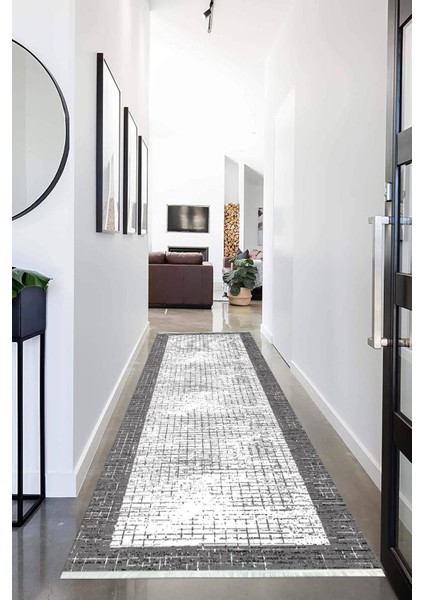 Dijital Baskılı Kaymaz Taban Yıkanabilir Modern Desenli Koridor Halısı Yolluk NHU-HS-209