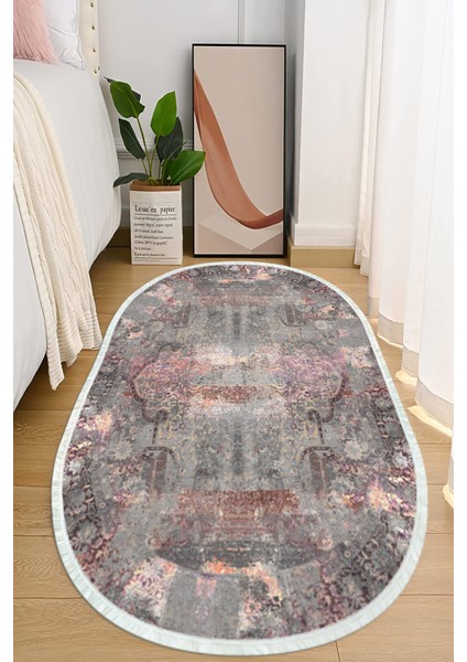 Dijital Baskılı Kaymaz Taban Yıkanabilir Oval Salon Halısı Mutfak Halısı ve Yolluk NHO-HT-953