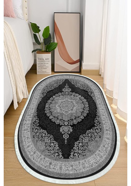 Dijital Baskılı Kaymaz Taban Yıkanabilir Oval Salon Halısı Mutfak Halısı ve Yolluk NHO-HT-998