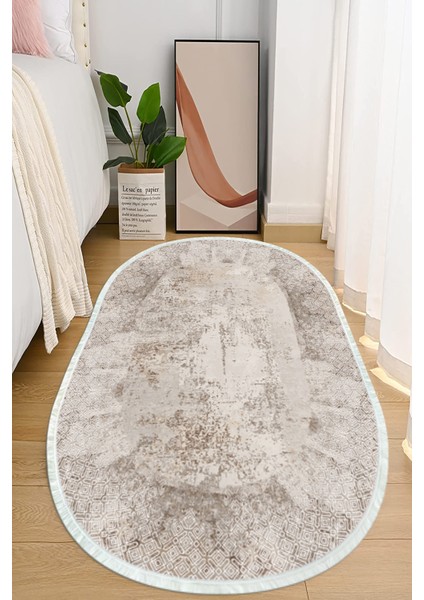 Dijital Baskılı Kaymaz Taban Yıkanabilir Oval Salon Halısı Mutfak Halısı ve Yolluk NHO-HT-948