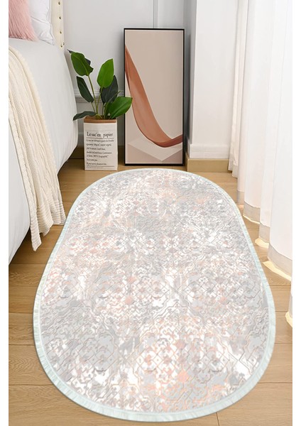 Dijital Baskılı Kaymaz Taban Yıkanabilir Oval Salon Halısı Mutfak Halısı ve Yolluk NHO-HT-385