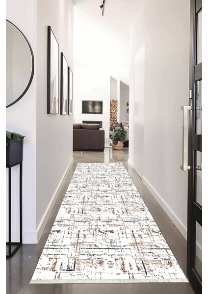 Dijital Baskılı Kaymaz Taban Yıkanabilir Modern Desenli Koridor Halısı Yolluk NHU-HS-509