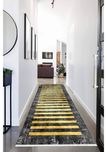 Dijital Baskılı Kaymaz Taban Yıkanabilir Modern Desenli Koridor Halısı Yolluk NHU-SD-251