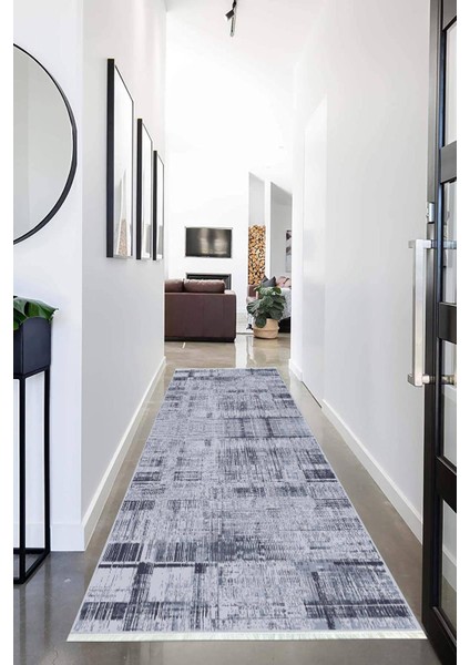 Dijital Baskılı Kaymaz Taban Yıkanabilir Modern Desenli Koridor Halısı Yolluk NHU-HS-362