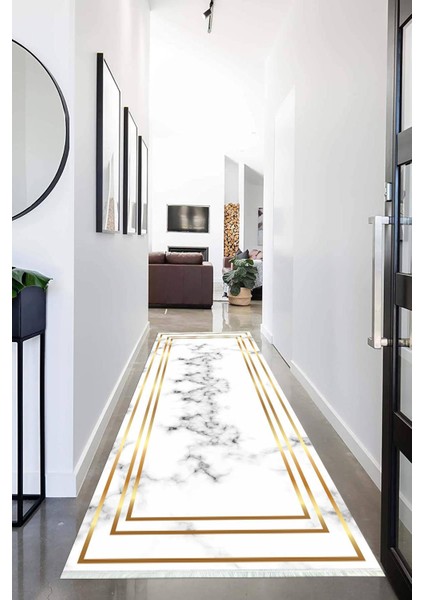 Dijital Baskılı Kaymaz Taban Yıkanabilir Modern Desenli Koridor Halısı Yolluk Nhu-Sd-47