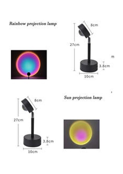 USB Gökkuşağı Günbatımı Kırmızı Projektör LED Gece Lambası Güneş Projeksiyon Masa Lambası Yatak Odası Bar Için Kahve Mağazası Duvar Dekorasyon Aydınlatma (Yurt Dışından)