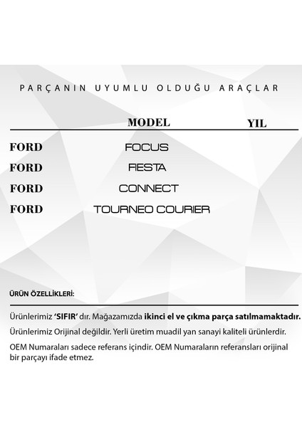 Ford Focus, Fiesta, Connect Için Tavan Anten Çubuğu Komple