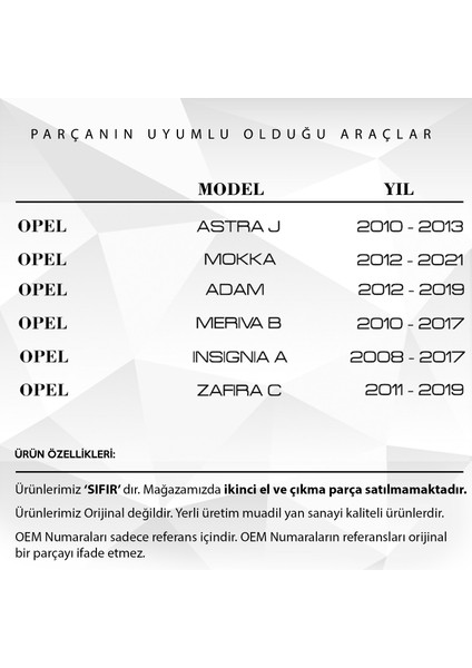 Chevrolet Cruze, Opel Astra J, Mokka Için Tavan Anten Çubuğu