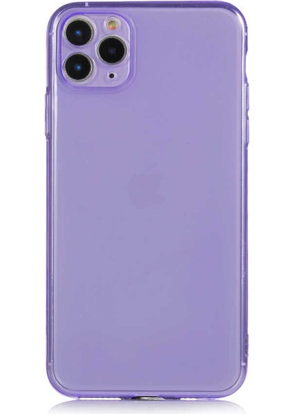 Apple iPhone 11 Pro Max Kapak Kamera Korumalı Neon Renkli Silikon Kılıf - Neon Mor