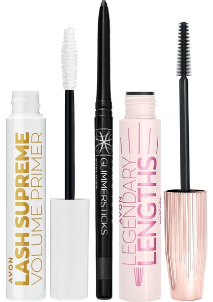 Legendary Lengths Maskara Glimmersticks Göz Kalemi ve Lash Supreme Maskara Bazı Paketi