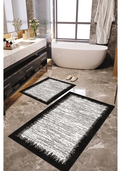 Dijital Baskılı Kaymaz Taban Yıkanabilir 2'li Banyo Paspası Halı Takımı NH-KLZT-HT-511