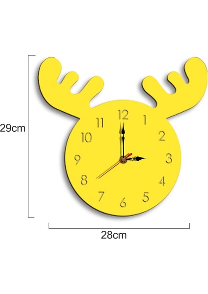 Geyik Kafası Desen Oturma Odası Dekoratif Duvar Saati Sarı (Yurt Dışından) fiyatları