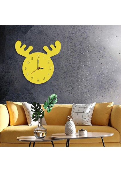 Geyik Kafası Desen Oturma Odası Dekoratif Duvar Saati Sarı (Yurt Dışından) fırsatları