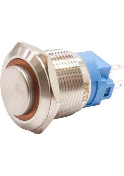 19A-G1-E 19MM Çıkık Yaylı Işıklı Metal Buton - Sarı