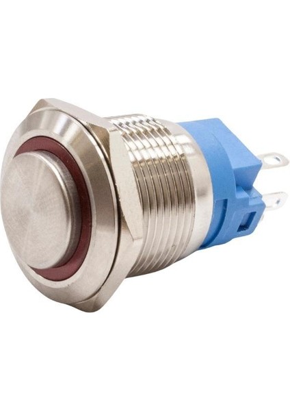 19A-G1Z-E 19MM Çıkık Anahtarlı Işıklı Metal Buton - Kırmızı