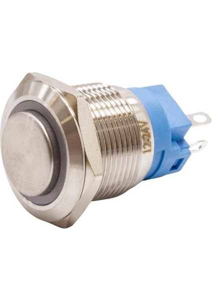 19A-G1Z-E 19MM Çıkık Anahtarlı Işıklı Metal Buton - Beyaz